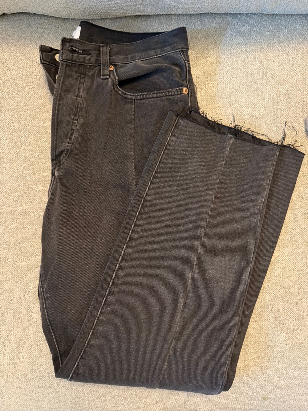 Pistola Charlie High Rise Black Raw-Hem Straight Jeans
